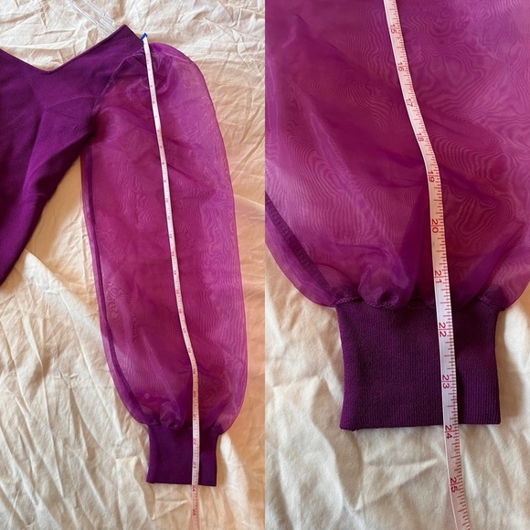 House of Harlow 1960 x Revolve Purple Puff Sleeve Top S - Picture 7 of 12